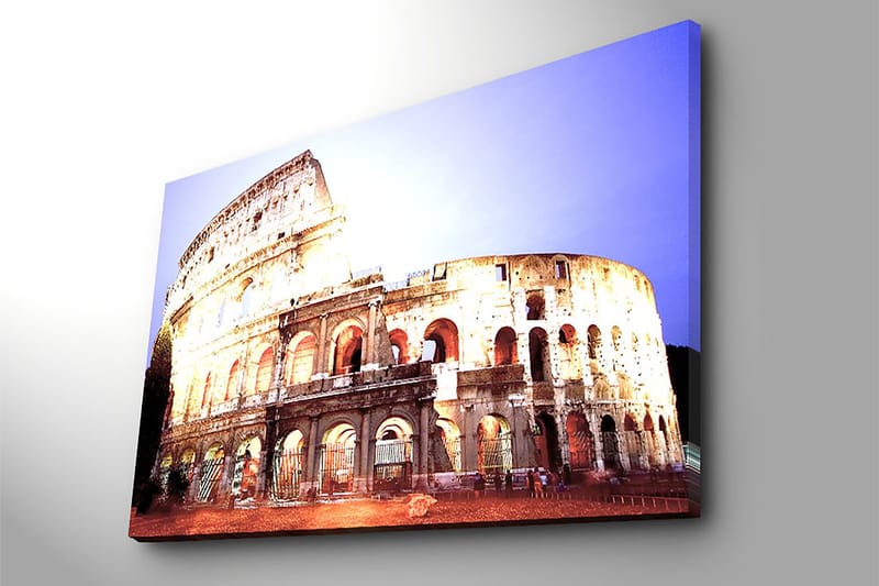 Lerretsbilde 70x100 cm - Majestetisk utsikt over Colosseum i Roma, fanget i et mykt lys - Beige / Grå / Oransje - Innredning - Bilder & kunst - Lerretsbilder