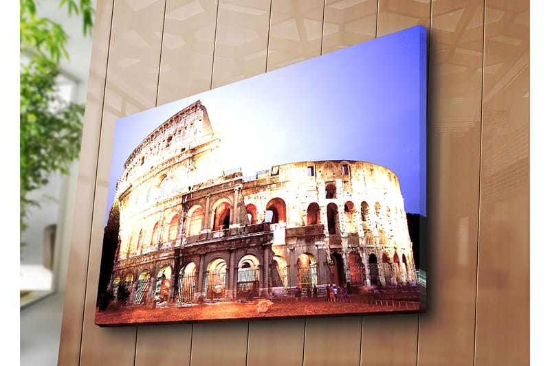 Lerretsbilde 70x100 cm - Majestetisk utsikt over Colosseum i Roma, fanget i et mykt lys - Beige / Grå / Oransje - Innredning - Bilder & kunst - Lerretsbilder