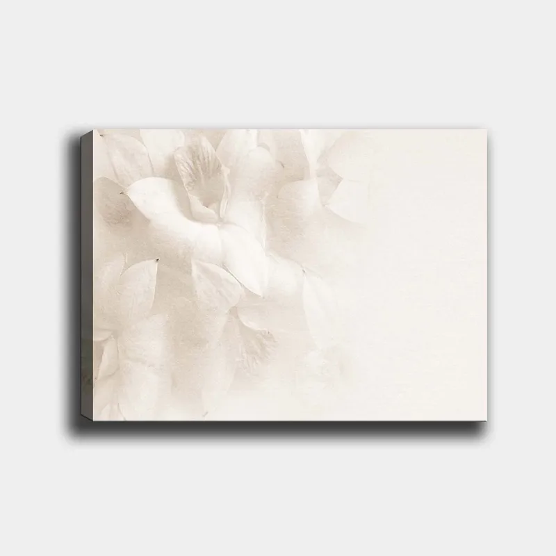 Lerretsbilde 70x100 cm - Myke blomster i subtile hvite nyanser, Hvit / Lys beige