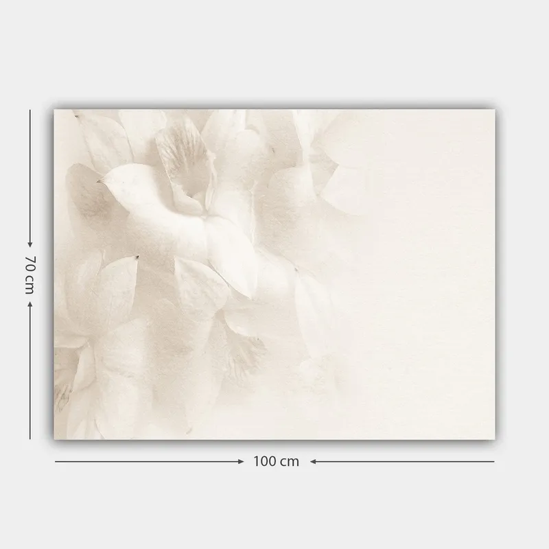 Lerretsbilde 70x100 cm - Myke blomster i subtile hvite nyanser - Hvit / Lys beige - Innredning - Bilder & kunst - Lerretsbilder