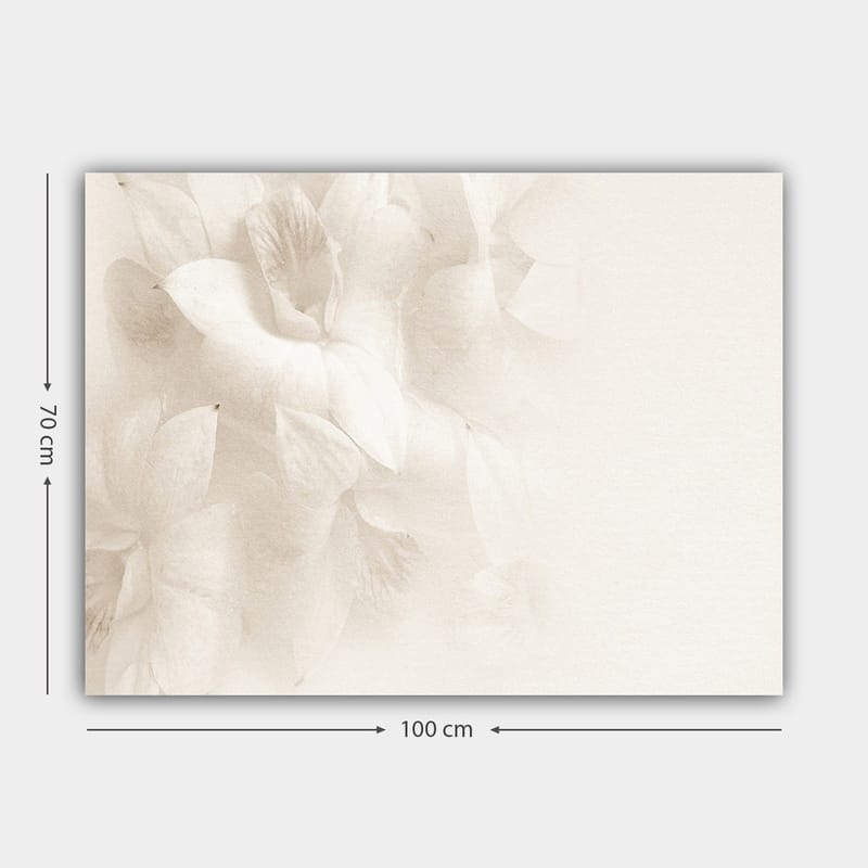 Lerretsbilde 70x100 cm - Myke blomster i subtile hvite nyanser - Hvit / Lys beige - Innredning - Bilder & kunst - Lerretsbilder