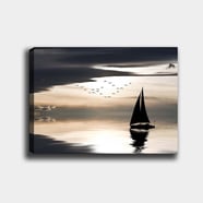 Lerretsbilde 70x100 Cm Seilb t Glir Over En Speilblank Overflate 