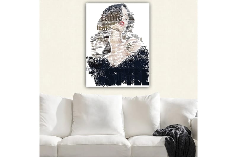 Lerretsbilde 70x100 cm - Stilisert kvinne med tekst som vektlegger skjønnhet og selvtillit - Svart / Brun / Hvit - Innredning - Bilder & kunst - Lerretsbilder