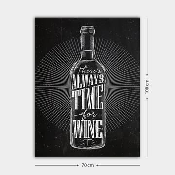 Lerretsbilde 70x100 cm - Stilisert vinflaske med teksten There's always time for wine i et moderne design - Svart / Hvit - Innredning - Bilder & kunst - Lerretsbilder