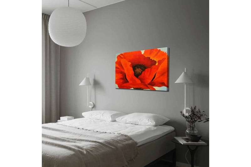 Lerretsbilde 70x100 cm - Stor, fargerik valmue med intense røde og oransje toner - Rød / Oransje - Innredning - Bilder & kunst - Lerretsbilder