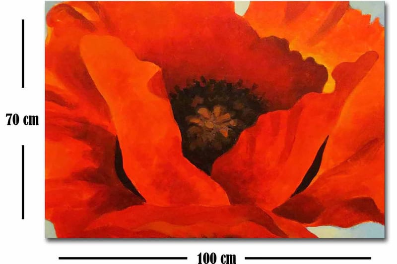 Lerretsbilde 70x100 cm - Stor, fargerik valmue med intense røde og oransje toner - Rød / Oransje - Innredning - Bilder & kunst - Lerretsbilder