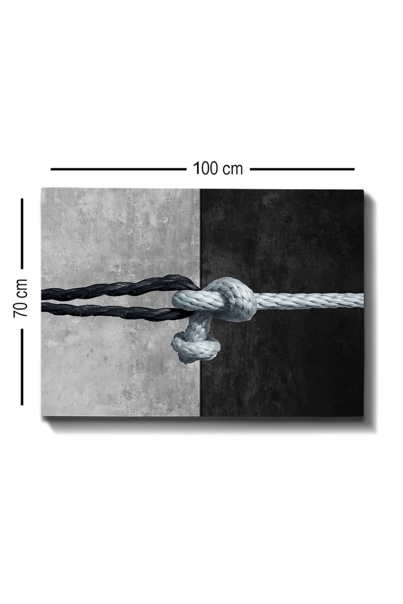 Lerretsbilde 70x100 cm - Tau som forbinder to kontrasterende overflater i svart og grått - Svart / Grå / Lyseblå - Innredning - Bilder & kunst - Lerretsbilder