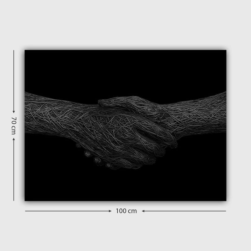 Lerretsbilde 70x100 cm - To hender som håndhilser, symboliserer samarbeid og enhet - Svart / Grå - Innredning - Bilder & kunst - Lerretsbilder