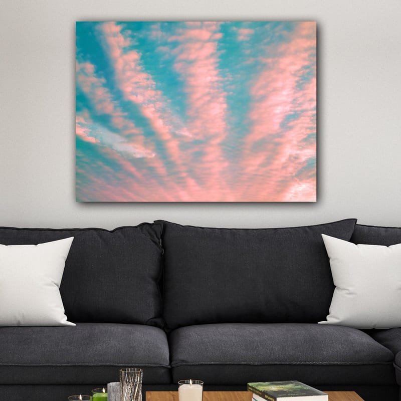 Lerretsbilde 70x100 cm - Vakker himmel med rosa og blå skyer som strekker seg over overflaten - Rosa / Blå - Innredning - Bilder & kunst - Lerretsbilder