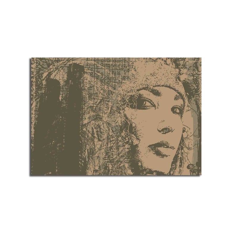 Lerretsbilde 70x100 cm - Portrett av en kvinne med et mystisk og uttrykksfullt blikk - Beige / Brun - Innredning - Bilder & kunst - Lerretsbilder
