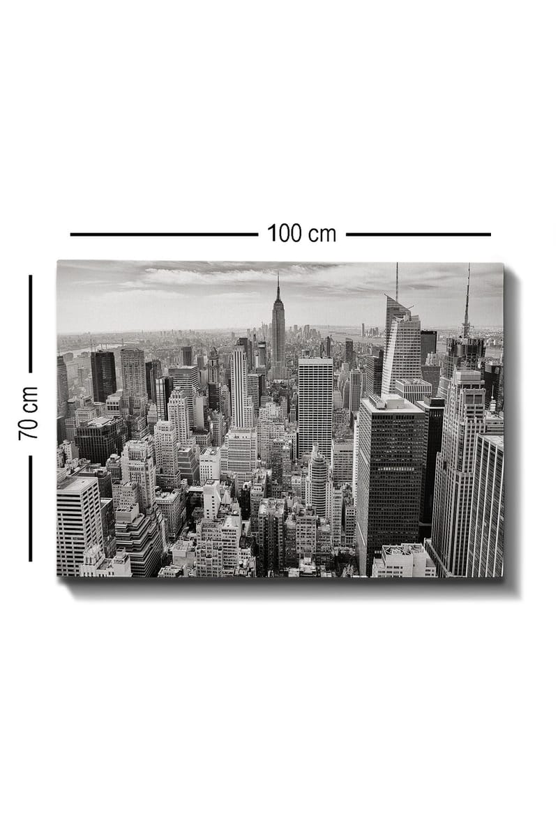 Lerretsbilde 70x100 cm - Panoramautsikt over New Yorks skyline i svart-hvitt - Svart / Hvit / Grå - Innredning - Bilder & kunst - Lerretsbilder