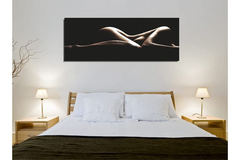 Lerretsbilde 80x30 cm - Sensuell komposisjon av nakne kropper i myke former - Beige / Svart - Innredning - Bilder & kunst - Lerretsbilder