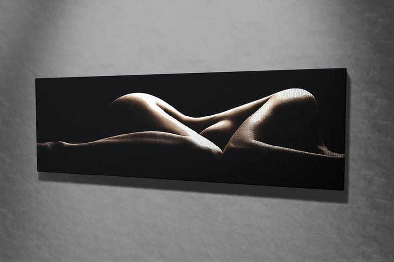Lerretsbilde 80x30 cm - Sensuell komposisjon av nakne kropper i myke former - Beige / Svart - Innredning - Bilder & kunst - Lerretsbilder