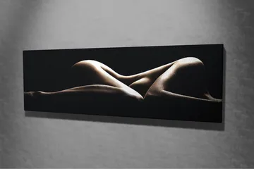 Lerretsbilde 80x30 cm - Sensuell komposisjon av nakne kropper i myke former - Beige / Svart - Innredning - Bilder & kunst - Lerretsbilder