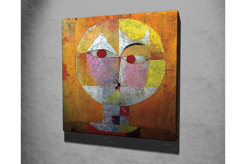 Lerretsbilde - Abstrakt ansikt med geometriske former og sterke farger - Oransje / Rød / Hvit - Innredning - Bilder & kunst - Lerretsbilder