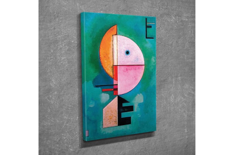 Lerretsbilde - Abstrakt ansikt med geometriske former - Turkis / Rosa / Oransje - Innredning - Bilder & kunst - Lerretsbilder