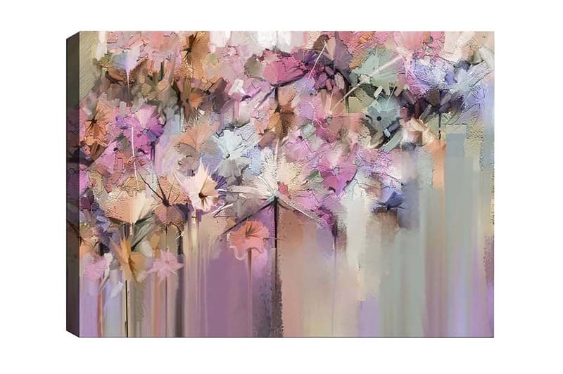 Lerretsbilde - Abstrakt blomsterkomposisjon i myke pastellfarger - Lilla / Rosa / Beige - Innredning - Bilder & kunst - Lerretsbilder