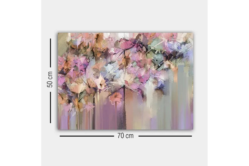 Lerretsbilde - Abstrakt blomsterkomposisjon i myke pastellfarger - Lilla / Rosa / Beige - Innredning - Bilder & kunst - Lerretsbilder
