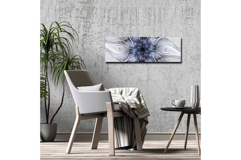 Lerretsbilde - Abstrakt blomstermotiv med flytende former - Blå / Hvit / Svart - Innredning - Bilder & kunst - Lerretsbilder