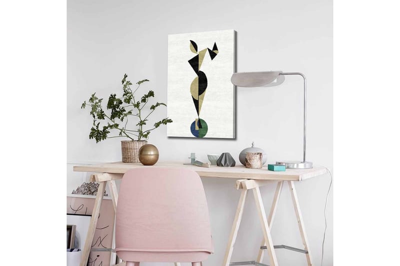 Lerretsbilde - Abstrakt figur i geometriske former - Svart / Beige / Grønn - Innredning - Bilder & kunst - Lerretsbilder