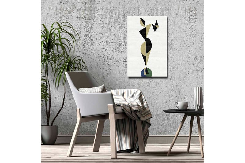 Lerretsbilde - Abstrakt figur i geometriske former - Svart / Beige / Grønn - Innredning - Bilder & kunst - Lerretsbilder