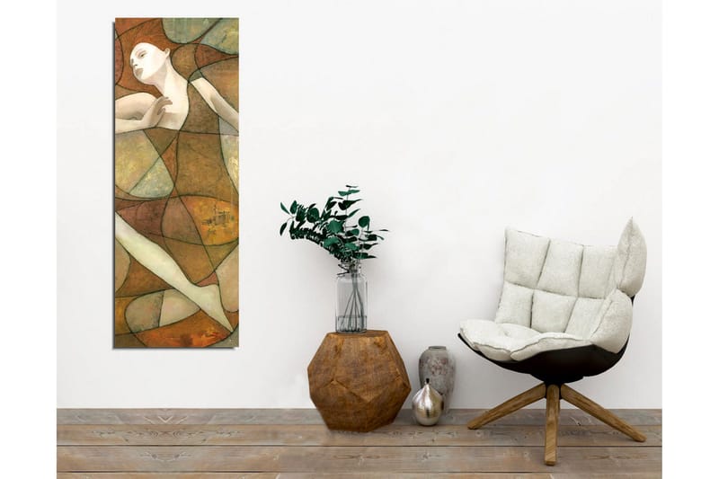 Lerretsbilde - Abstrakt figur med myke linjer og geometriske former - Terrakotta / Beige / Grønn - Innredning - Bilder & kunst - Lerretsbilder