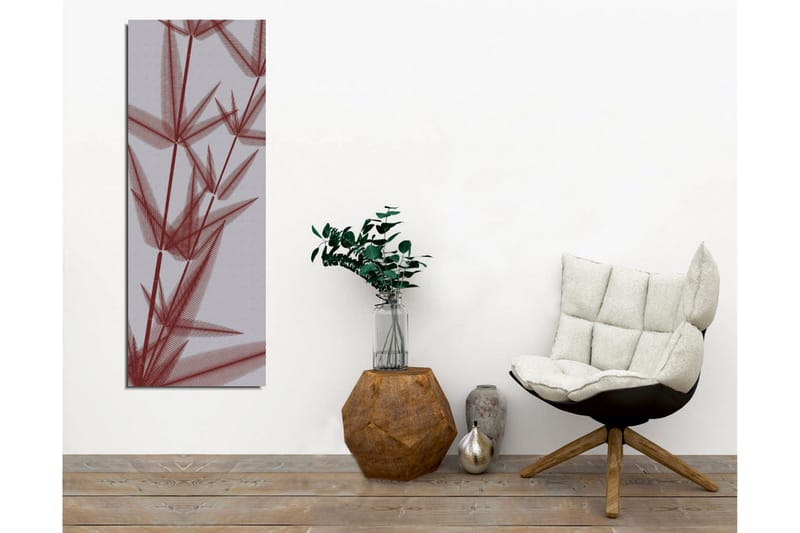 Lerretsbilde - Abstrakt komposisjon av stiliserte planteformer i rød fargetone - Rød / Grå - Innredning - Bilder & kunst - Lerretsbilder