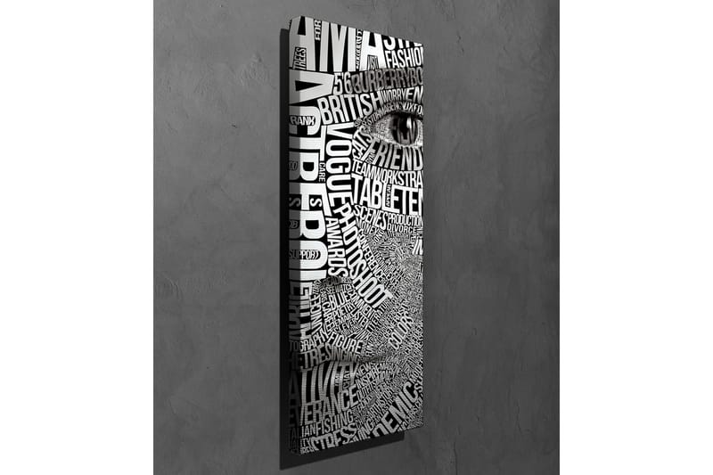 Lerretsbilde - Abstrakt komposisjon av tekst og øyemotiv - Svart / Hvit - Innredning - Bilder & kunst - Lerretsbilder