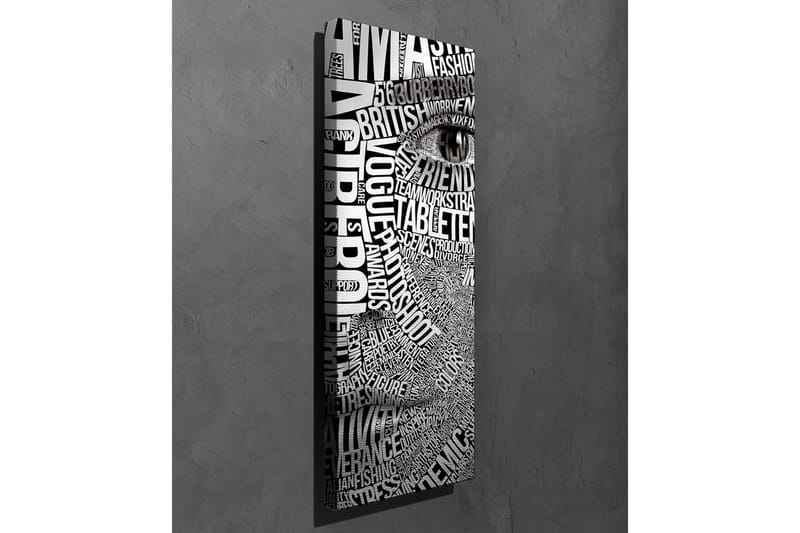 Lerretsbilde - Abstrakt komposisjon av tekst og øyemotiv - Svart / Hvit - Innredning - Bilder & kunst - Lerretsbilder