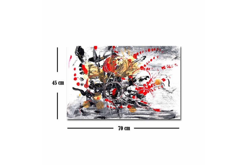 Lerretsbilde - Abstrakt komposisjon med blomster og dynamiske linjer - Rød / Svart / Gull - Innredning - Bilder & kunst - Lerretsbilder