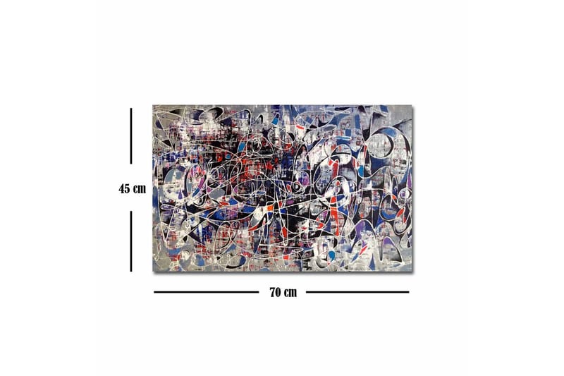 Lerretsbilde - Abstrakt komposisjon med dynamiske linjer og former - Mørk blå / Rød / Hvit - Innredning - Bilder & kunst - Lerretsbilder