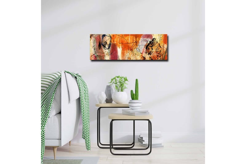 Lerretsbilde - Abstrakt komposisjon med energiske farger og former - Oransje / Rød / Lilla - Innredning - Bilder & kunst - Lerretsbilder