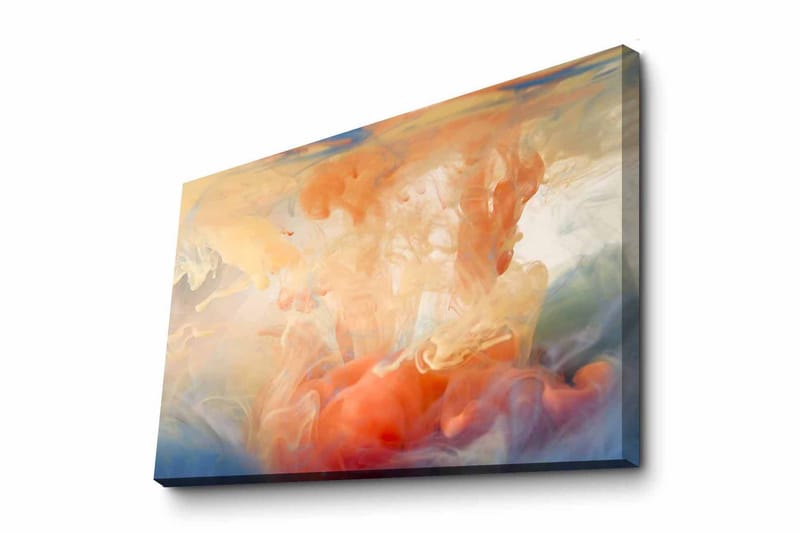 Lerretsbilde - Abstrakt komposisjon med fargede dønninger - Oransje / Blå / Beige - Innredning - Bilder & kunst - Lerretsbilder