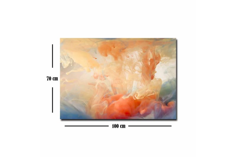 Lerretsbilde - Abstrakt komposisjon med fargede dønninger - Oransje / Blå / Beige - Innredning - Bilder & kunst - Lerretsbilder