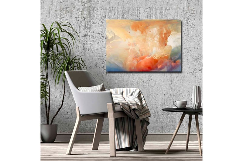 Lerretsbilde - Abstrakt komposisjon med fargede dønninger - Oransje / Blå / Beige - Innredning - Bilder & kunst - Lerretsbilder