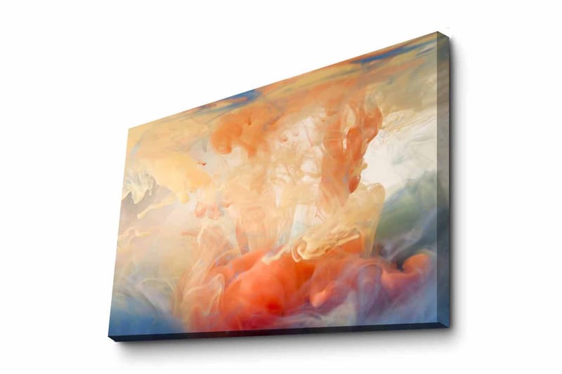 Lerretsbilde - Abstrakt komposisjon med fargede dønninger, Oransje / Blå / Beige