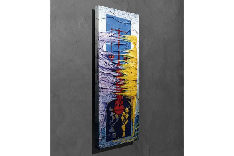 Lerretsbilde - Abstrakt komposisjon med fargerike former og linjer - Lilla / Gul / Blå - Innredning - Bilder & kunst - Lerretsbilder