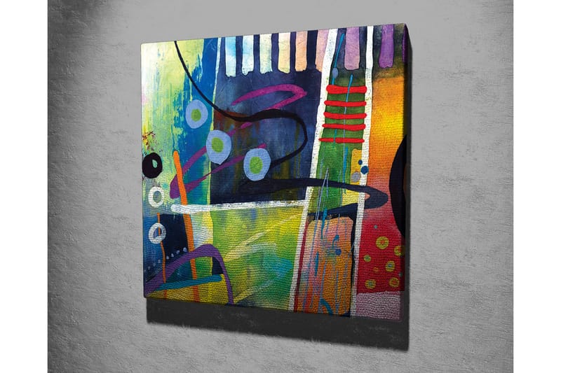 Lerretsbilde - Abstrakt komposisjon med fargerike geometriske former - Blå / Grønn / Rød - Innredning - Bilder & kunst - Lerretsbilder