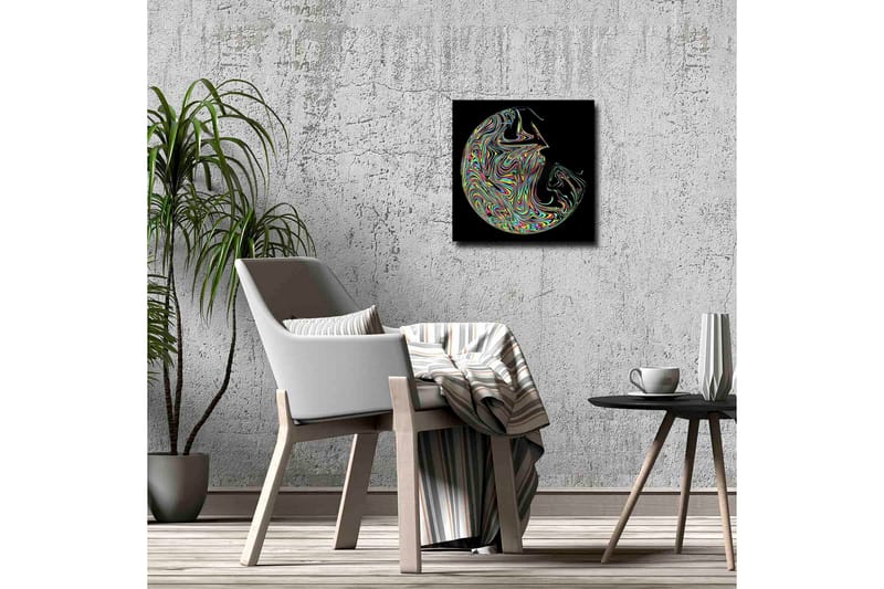 Lerretsbilde - Abstrakt komposisjon med fargerike husker - Lilla / Grønn / Gul - Innredning - Bilder & kunst - Lerretsbilder