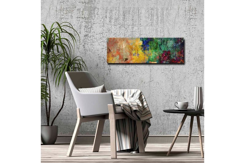 Lerretsbilde - Abstrakt komposisjon med fargerike mønstre og teksturer - Grønn / Gul / Rød - Innredning - Bilder & kunst - Lerretsbilder