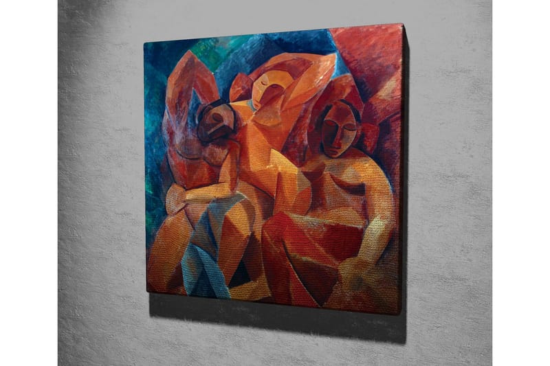 Lerretsbilde - Abstrakt komposisjon med figurer i samspill - Rød / Oransje / Blå - Innredning - Bilder & kunst - Lerretsbilder