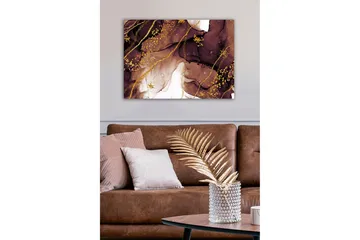 Lerretsbilde - Abstrakt komposisjon med flytende brune og gylne former - Mørk brun / Gull / Lys beige - Innredning - Bilder & kunst - Lerretsbilder