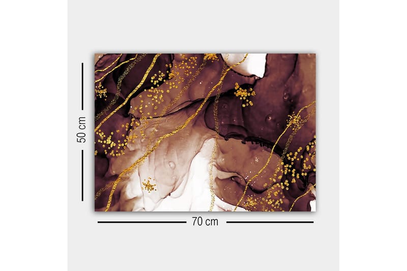 Lerretsbilde - Abstrakt komposisjon med flytende brune og gylne former - Mørk brun / Gull / Lys beige - Innredning - Bilder & kunst - Lerretsbilder