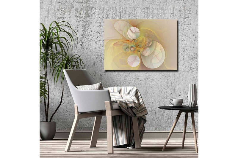 Lerretsbilde - Abstrakt komposisjon med flytende former i myke nyanser - Lys gul / Beige / Lys rosa - Innredning - Bilder & kunst - Lerretsbilder