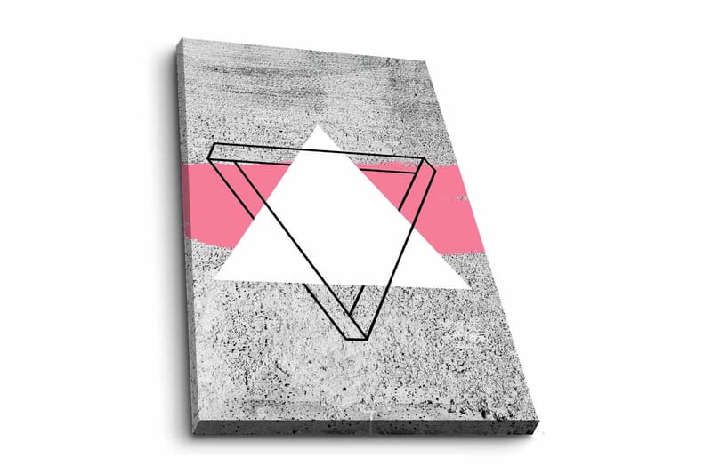 Lerretsbilde - Abstrakt komposisjon med geometriske former - Grå / Hvit / Rosa - Innredning - Bilder & kunst - Lerretsbilder
