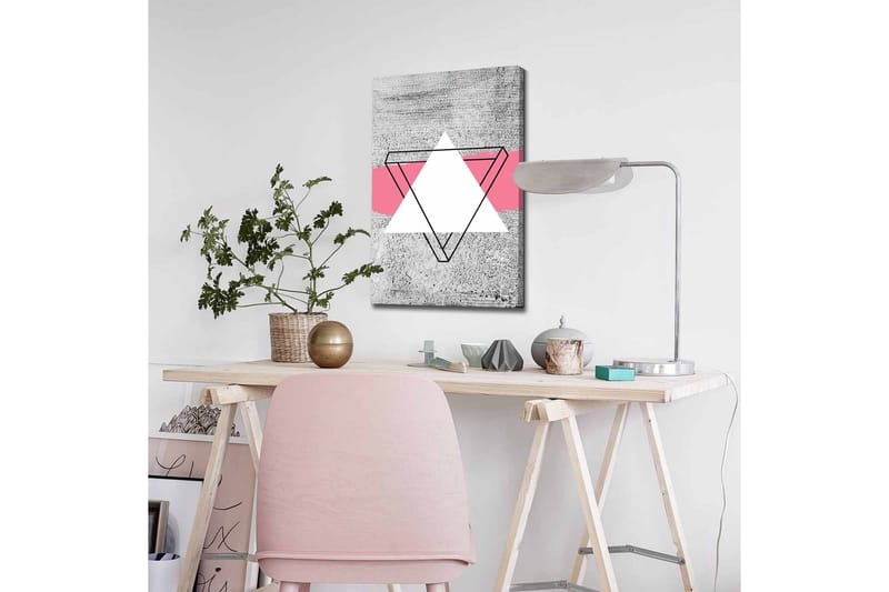 Lerretsbilde - Abstrakt komposisjon med geometriske former - Grå / Hvit / Rosa - Innredning - Bilder & kunst - Lerretsbilder