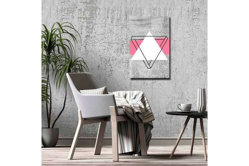 Lerretsbilde - Abstrakt komposisjon med geometriske former - Grå / Hvit / Rosa - Innredning - Bilder & kunst - Lerretsbilder