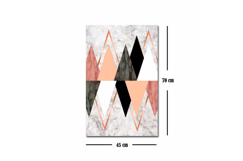 Lerretsbilde - Abstrakt komposisjon med geometriske former i kontrastfarger - Svart / Rosa / Beige - Innredning - Bilder & kunst - Lerretsbilder