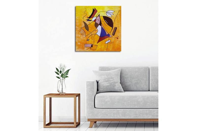 Lerretsbilde - Abstrakt komposisjon med geometriske former og dynamiske linjer - Gul / Blå / Rød - Innredning - Bilder & kunst - Lerretsbilder