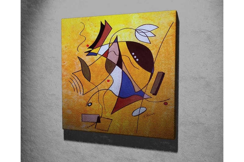 Lerretsbilde - Abstrakt komposisjon med geometriske former og dynamiske linjer - Gul / Blå / Rød - Innredning - Bilder & kunst - Lerretsbilder